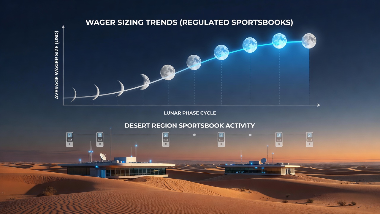 Lunar phase chart overlaid with sports betting wager volume data from desert region sportsbooks