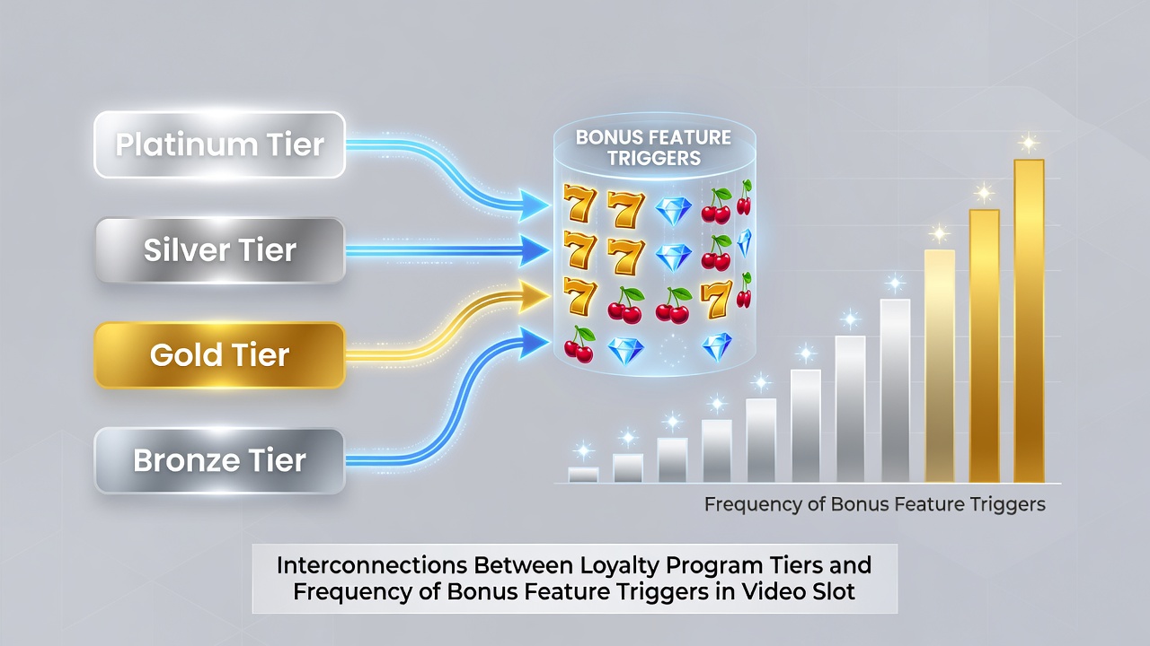 Slot machine screen showing active bonus round with loyalty tier badge overlay
