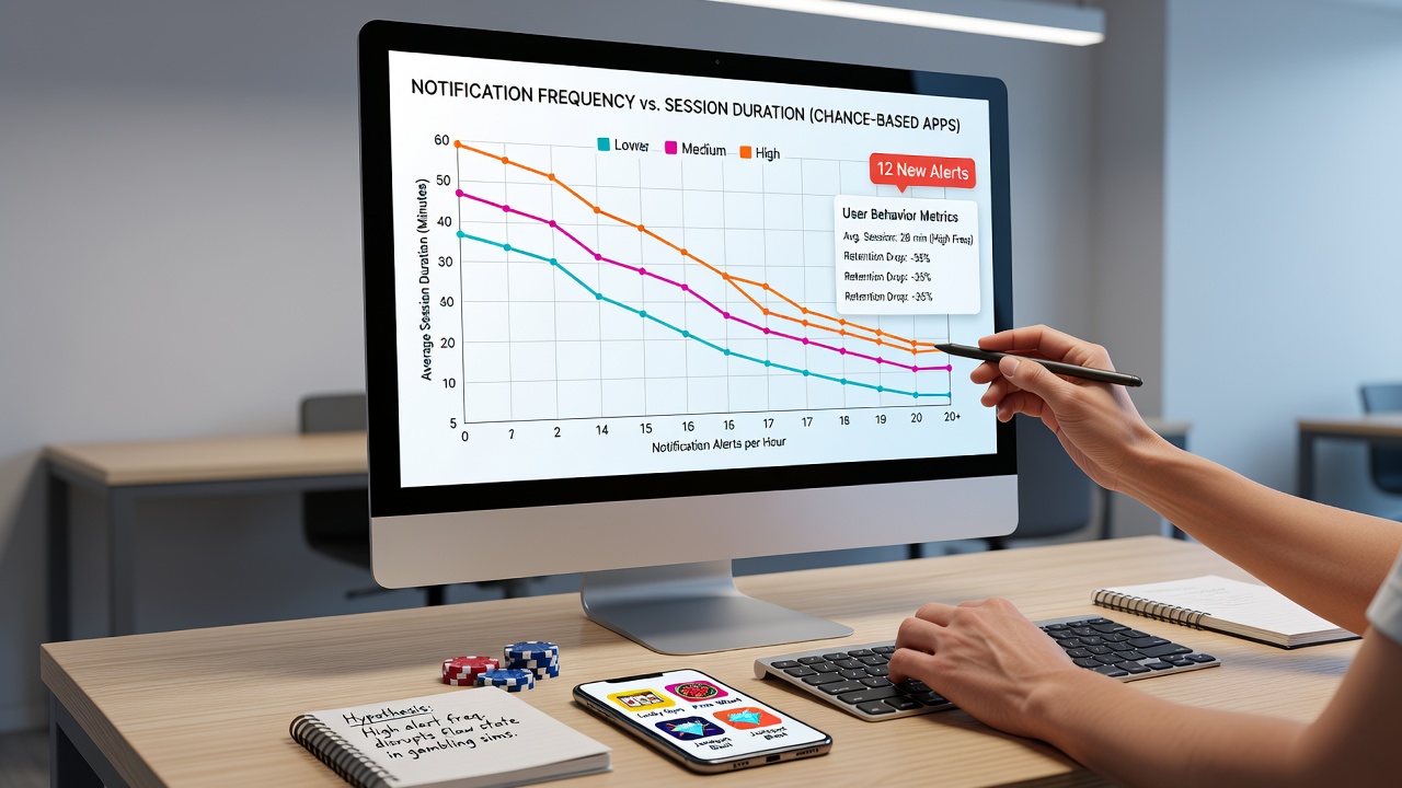 Mobile app notification alerts appearing on a smartphone screen during a chance-based digital activity session